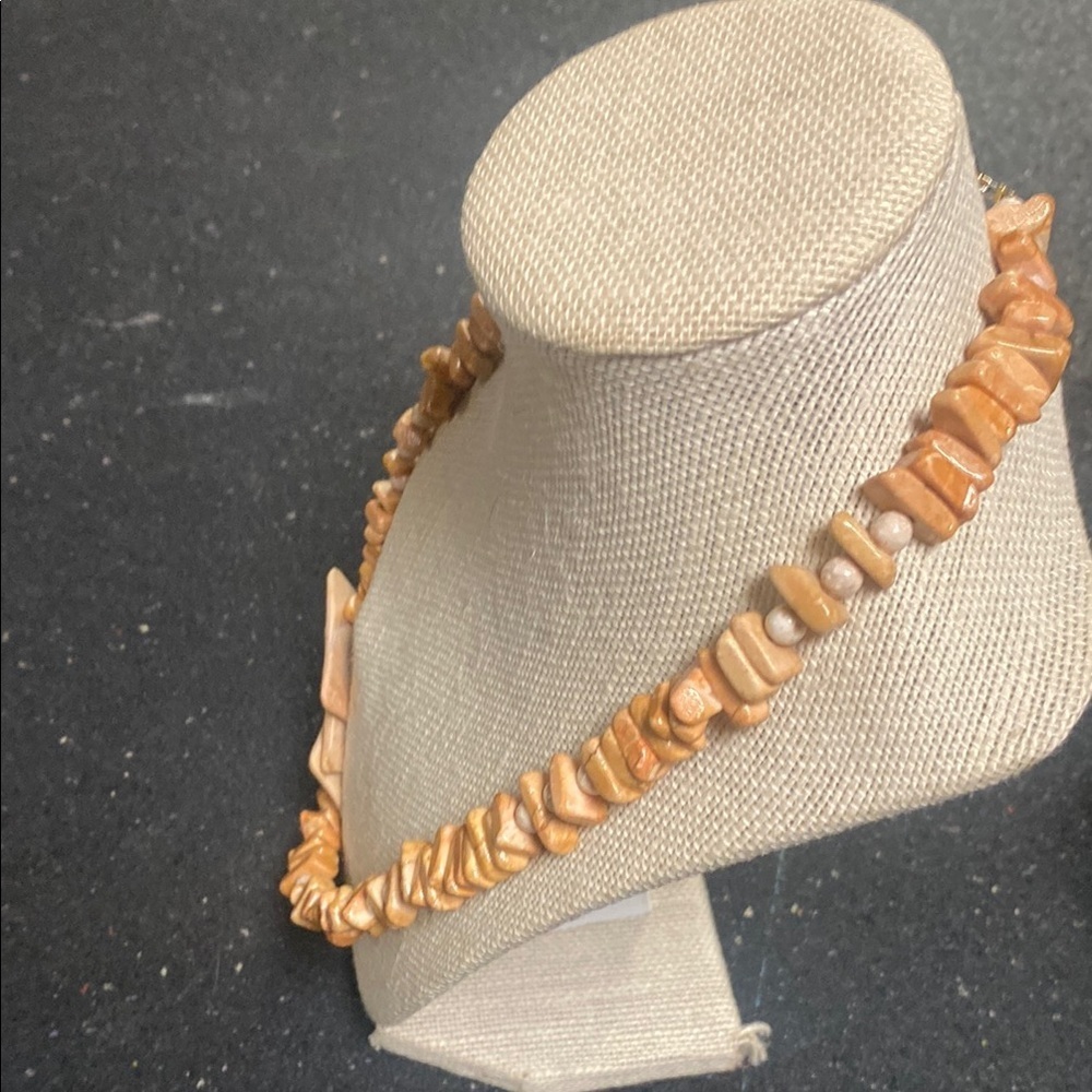Elegant Tan Stone Necklace and Earring Set - Picture 5 of 8